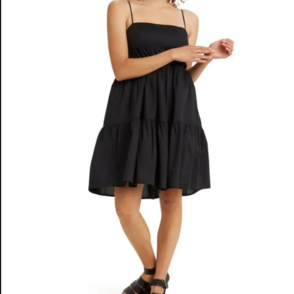 NWT Levi's Spaghetti Strap Tiered Cotton Dress M MSRP $64.50 Black - Picture 3 of 3